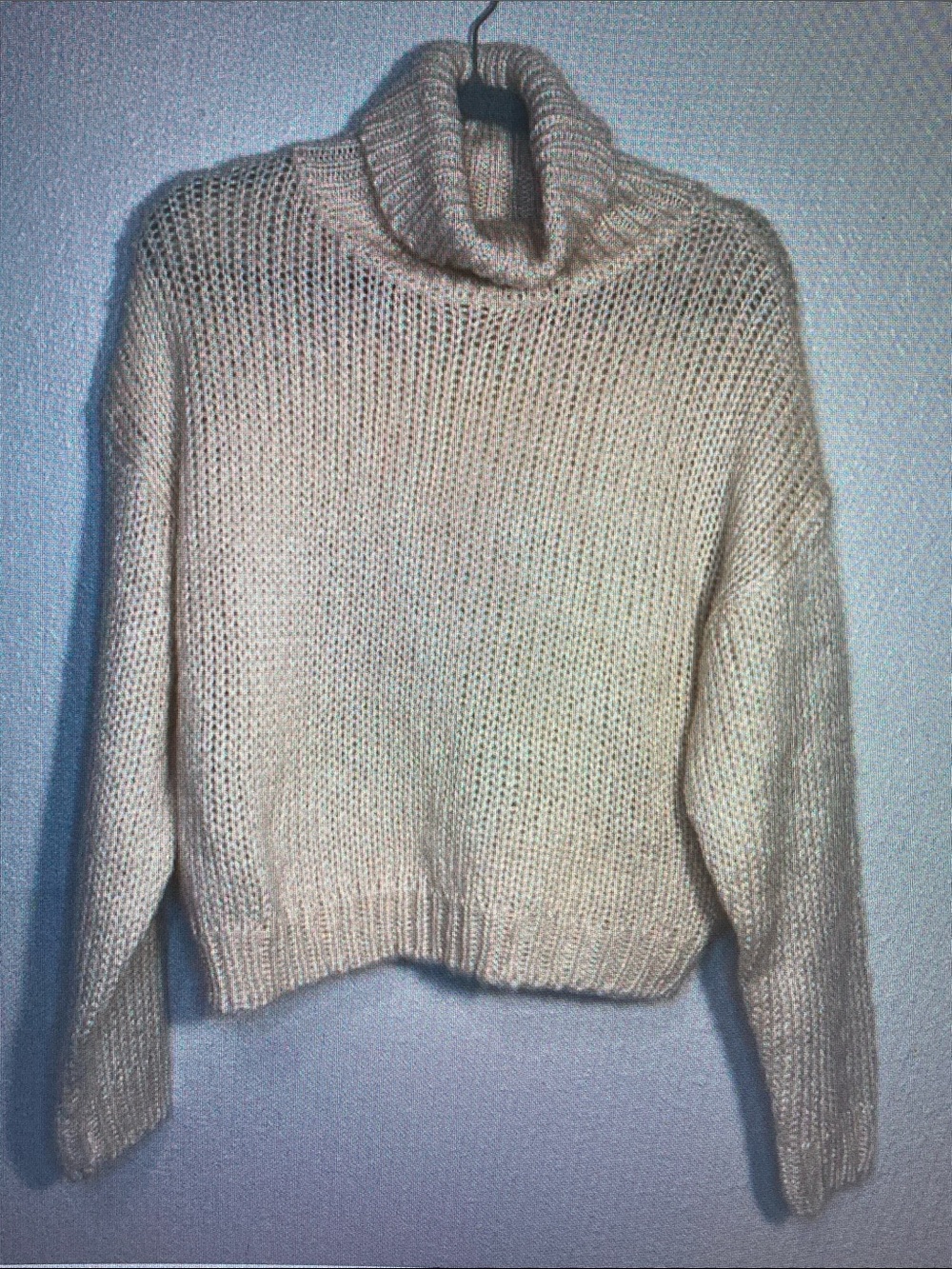 Q2 Neutral Cream Cropped Turtleneck Sweater